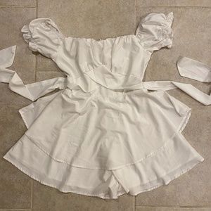white, off the shoulder romper
